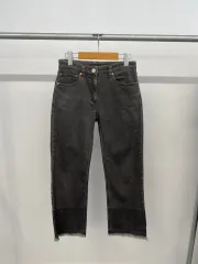 レディース SYSTEM 裾 ツートン カッティング ジーン ブラックデニム グレーデニム