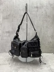 美品 Ray BEAMS レイビームス レースアップポケット ハンド バッグ 黒 ■■◎レディースのサムネイル