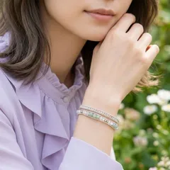 【5月誕生石】そよ風の回廊｜翡翠の二連ラップブレスレット