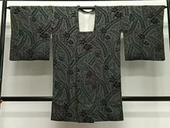 平和屋着物∞道行コート　輪奈ビロード　辻が花　ロング丈　正絹　逸品　CABE4838ua