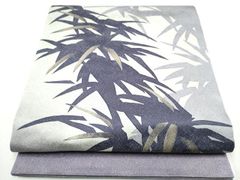 帯9096 ○弥栄織物謹製 正絹 藍 紅型 両面全通 リバーシブル 袋帯 芭蕉