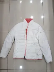 deuter サイズ90 白ダウン ピンクフリース リバーシブルアウター 中古 冬 レディース ファッション