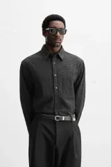 メンズ ZARA チェック ソフト コットン シャツ 長袖Tシャツ ロングスリーブ