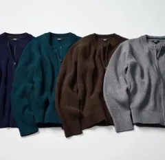 ユニクロ クルーネック フルジップ カーディガン ユニセックス ダークグリーン