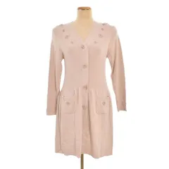 スーパービューティー Super Beauty ロング カーディガン ビジュー装飾 42 ピンクベージュ ■ECB001