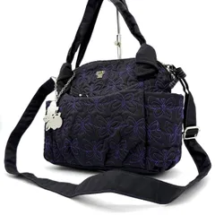 【美品】アナスイ ANNA SUI  2WAY ショルダーバッグ 蝶 バタフライ 黒 紫