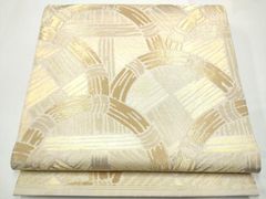 G◆着物くつろぎ 夏物 菱唐草模様 金糸 白 六通 正絹 薄物 絽 紗 袋帯 G◇着物くつろぎ 夏物 菱唐草模様 金糸 白 六通 正絹 薄物 絽 紗 袋帯