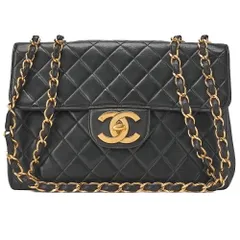 CHANEL シャネル チェーンショルダーバッグ ココマーク デカマトラッセ 30cm  シングルフラップ ラムスキン 黒 （ゴールド金具） レディース バッグ レディース【中古】【送料無料】