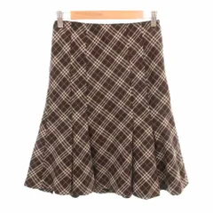 バーバリーブルーレーベル BURBERRY BLUE LABEL 美品 フレアスカート チェック柄 ひざ丈 茶色 ブラウン 36 /SJ ■ECD001