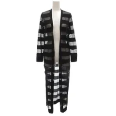 アルマーニエクスチェンジ A/X ARMANI EXCHANGE タグ付き ボーダーロングカーディガン ニット 長袖 羽織 XS シアー スリット 黒 ブラック /GV ■GY62