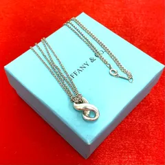極 美品 TIFFANY&Co. ティファニー インフィニティ ダブルチェーン シルバー925 ネックレス ペンダント アクセサリー シルバー 3-1-2
