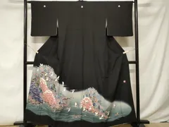 平和屋着物■豪華黒留袖　友禅　作家物　飛鶴御所解文　暈し染め　正絹　逸品　CABE7734ev