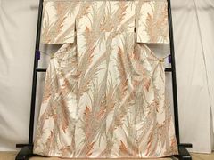 平和屋着物○都喜ヱ門 本場大島紬 白大島 一元7マルキ 総絣 蔦の葉文 
