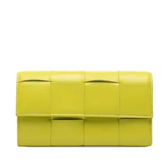 ボッテガヴェネタ マキシイントレチャート 長財布 グリーン レザー レディース BOTTEGAVENETA【1-0262657】