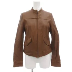 23区 オンワード樫山 シングルライダースジャケット ジップアップ レザー 38 茶 ブラウン /GV ■GY61