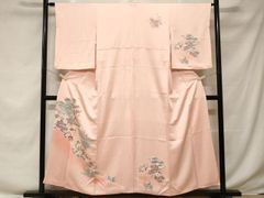 ☆4800☆ 付け下げ 淡いピンク色 袷 花柄 レトロ品 - メルカリ