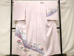 高級訪問着】 枝花文 暈し染め 銀彩 ロング丈 正絹 逸品✨No.064