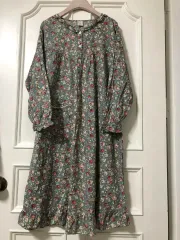 MANUA マヌア 韓国製 フローラル フリル 小花 パジャマ ONE PIECE パジャマ ルームウェア