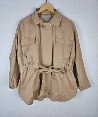 SSUMJ オーバーサイズ シャカシャカ素材 ジャケット アウター マウンテンパーカー ショートトレンチコート 通勤ルック