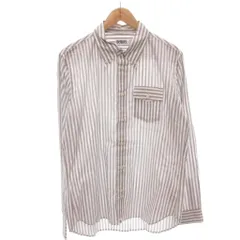 シークエル SEQUEL シャツ カジュアル バイカラー ストライプ 長袖 L 白 ホワイト グレー /FF ■GY62
