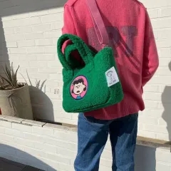 SNOOPY ピーナッツ ブークレ ボア フリース シープスキン トゥー ショルダートートバッグ (正規品)