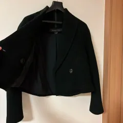 セオリー ウール90 クロップド ショート コート ウールジャケット ダークグリーン ゲストルック 出勤ルック デスキャンス 結婚式