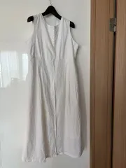 シャカシャカ素材 ノースリーブ スリーブレス コットン ノースリーブ ロング丈ワンピース レイヤード リゾートスタイル 旅行 バカンス