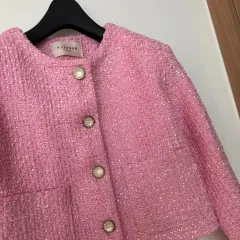 クロップド ツイード ジャケット トゥインクル TWINKLE ピンク ゲストルック 結婚式 デートコーデ 韓国製 ハイクオリティ