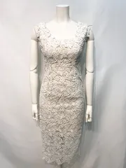 2549 ERUKEI エルケイ キャバクラ ドレス クロシェレース タイト ミディ スリット キャバドレス 0サイズ