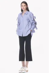 バードバイジューシークチュール リボンスリット スリット カットアウト スリーブレス シャツ ゲストルック 旅行ルック