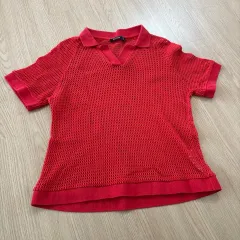 ベルシュカ メッシュ クロシェ クロシェ カラ 編み ニット 旅行Look 休暇Look レッド レッド