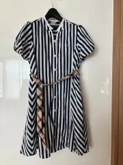 DAKS キッズ ガールズ 女の子 ストライプ バルーン シャツ ONE PIECE 165 (成人女性 IN可能)