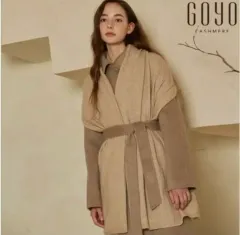 モンゴル カシミア100 23年 ゴー カシミア BIG ショール コート マフラー カーディガン ニット