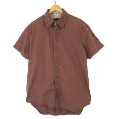 ディーゼル DIESEL シャツ ヴィンテージ ステッチ ロゴ 刺繍 コットン レギュラーカラー 半袖 XL 茶 ブラウン 大きいサイズ