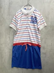 SRIXON スリクソン ダンロップスポーツ ゴルフウェア ボーダー ポロシャツ ワンピース sizeL/白ｘ青ｘ赤 ■◆レディース