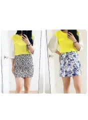 新品 フラワーパターン ミニスカート(S)+ジオメトリ柄 ミニスカート(S)