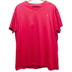 POLO RALPH LAUREN ポロラルフローレン VネックTシャツ  ワンポイント XXL サイズ2XL レッド 赤 オーバーサイズ ビッグシルエット コットン100% ベトナム製 アメカジ 大きめ 定番 人気　古着
