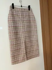 サンドベージュ グリッター メタル ピンク ツイード ロング スカート スカート ゲストルック 結婚式 出勤ルック