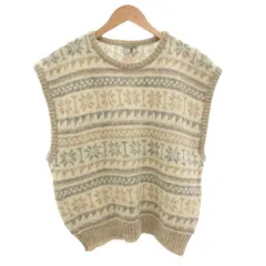 アイスウェア ICEWEAR ベスト ニット M クルーネック 総柄 ノルディック柄 ウール アイスランド製 ベージュ /AE