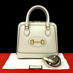 未使用保管品 希少品 袋付き GUCCI グッチ ホースビット 1955 レザー 本革 2way ハンドバッグ ショルダーバッグ アイボリー 41695