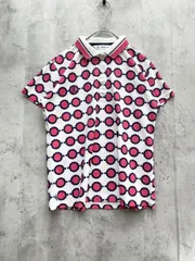 美品 and per se アンパスィ 総柄 ゴルフウェア ポロシャツ sizeM/白系 ■◆レディース