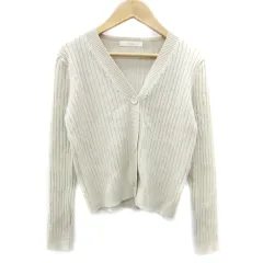 フィフス fifth リブニットカーディガン ショート丈 Vネック ベージュ /YM24
