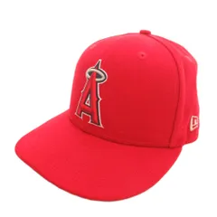 ニューエラ NEW ERA 59FIFTY MLBオンフィールド ロサンゼルス エンゼルス ゲーム キャップ 帽子 刺しゅう 7.5 赤 レッド /UO