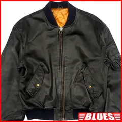 MA-1 フライトジャケット L 黒 ブラック 本革 アメカジ レザーフライトジャケット_サイズL一覧←SEULB屋着古← HS534