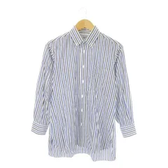 ダンヒル dunhill ORDER MADE ボタンダウンシャツ ワイシャツ 長袖 ストライプ 青 ブルー /CK14 ■GY99