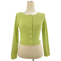 ルネ Rene ニット カーディガン ボレロ 長袖 クルーネック リブ編み ショート丈 ライトグリーン 36