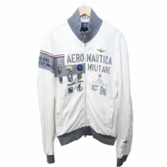 アエロナウティカ AERONAUTICA militare スウェットジャケット ブルゾン ワッペン 刺繍 切替 ジップアップ ミリタリー L 白 灰 ホワイト グレー 系 1222のサムネイル
