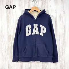 00s GAP ギャップ ビッグロゴ ボア フーディ フルジップアップ パーカー ネイビー レディース 長袖 トップス y2k 平成ファッション