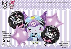 風船 アルミバルーン 5点セット クロミ ブラック ウサギ 誕生日 バースデーバルーン 飾り付け 女の子 パーティー