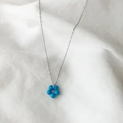 57-3. 金属アレルギー対応  ターコイズ 天然石の小ぶりネックレス 華奢ナチュラル